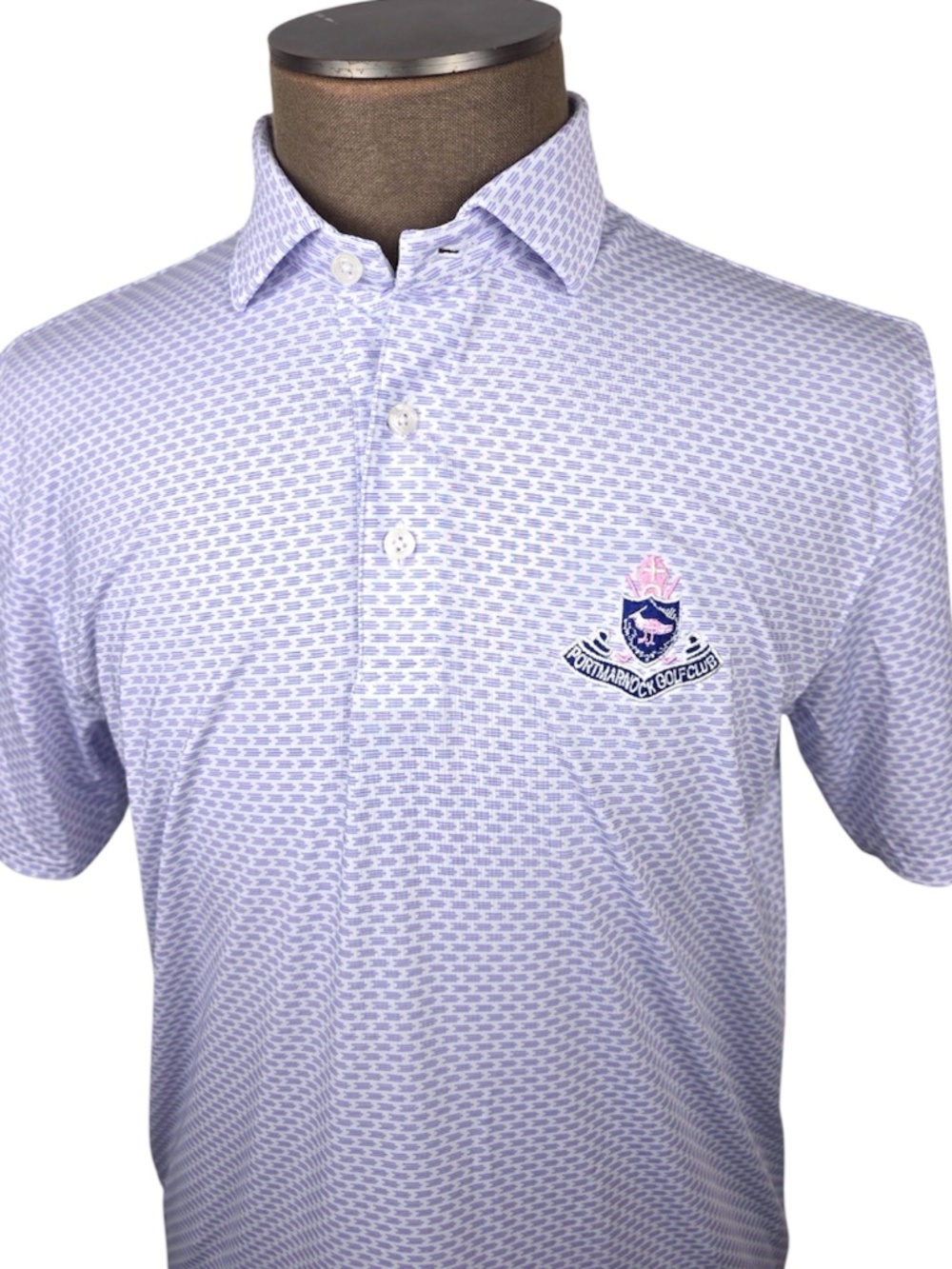 Holderness & Bourne Wilcox Golf Polo Large Portmarnock Golf Club Pink Blue EUC